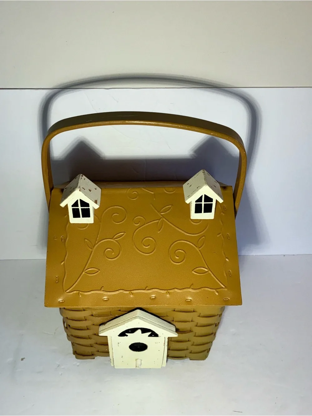 A.T. Imports Woven Wood Cottage Birdhouse Basket Farmhouse Decor